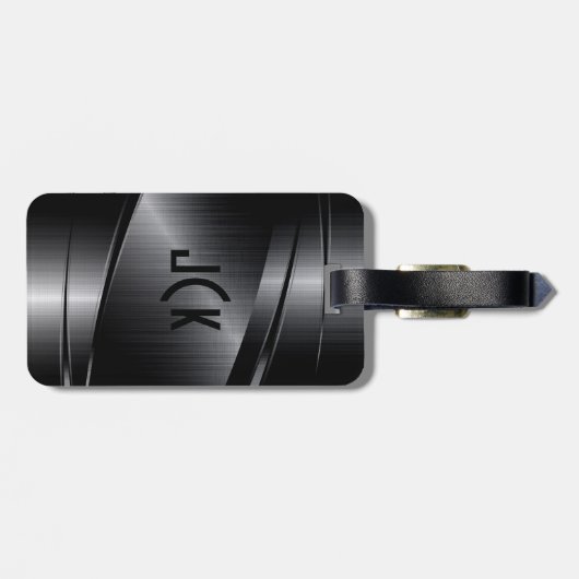 Schwarzer Metallbelag aus Aluminium Gepäckanhänger (Rückseite horizontal)