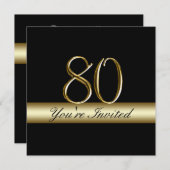 Schwarzer Metallgolddruck-80. Einladung (Vorne/Hinten)