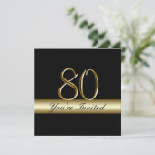 Schwarzer Metallgolddruck-80. Einladung (Stehend Vorderseite)