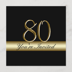 Schwarzer Metallgolddruck-80. Einladung