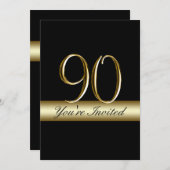 Schwarzer Metallgolddruck-90. Einladung (Vorne/Hinten)