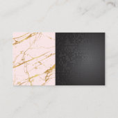 Schwarzer Metallischer goldrosa Marmorblock Visitenkarte (Rückseite)