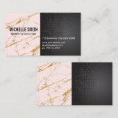 Schwarzer Metallischer goldrosa Marmorblock Visitenkarte (Vorne/Hinten)