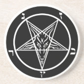 Schwarzer MetallUntersetzer SATAN! Sandstein Untersetzer (Vorne)