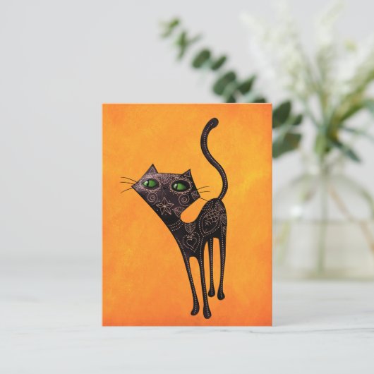 Schwarzer mexikanischer Tag der Todeskatze Postkarte (Stehend Vorderseite)