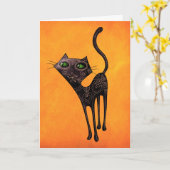 Schwarzer mexikanischer Tag der toten Katze Karte (Gelbe Blume)