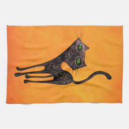 Schwarzer mexikanischer Tag der toten Katze Küchentuch