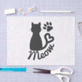 Schwarzer Miezekatze-Katzen-und "Meow-" Seidenpapier (Handwerk)