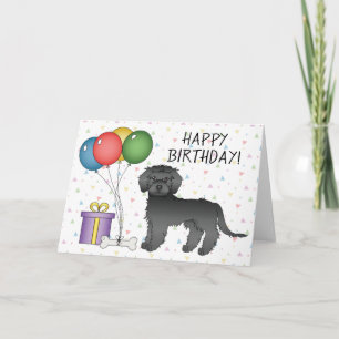 Schwarzer Mini Goldendoodle Cartoon-Hund Alles Gut Karte