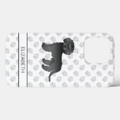 Schwarzer Mini Goldendoodle Cartoon-Hund & Name Case-Mate iPhone Hülle (Rückseite (Horizontal))