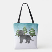 Schwarzer Mini Goldendoodle Hund in einem Winterwa Tasche (Rückseite)