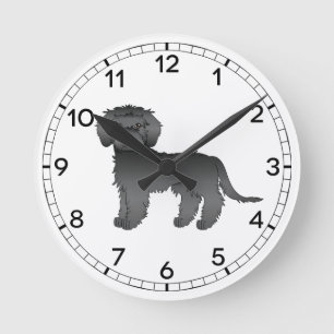 Schwarzer Mini Goldendoodle Süßer Cartoon-Hund Runde Wanduhr