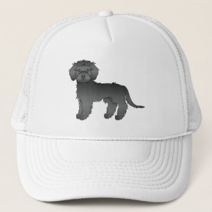 Schwarzer Mini Goldendoodle Süßer Cartoon-Hund Truckerkappe