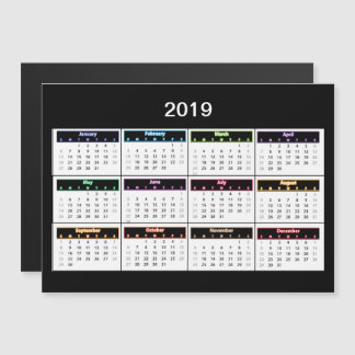 Schwarzer Mini-Magnet-Kalender 2019 Magneteinladung
