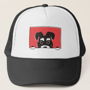 Schwarzer Miniaturschnauzer-Welpe Truckerkappe