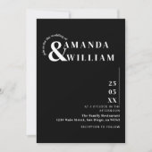 Schwarzer Minimal Moderner QR Code Einfache Hochze Einladung (Vorderseite)