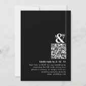 Schwarzer Minimal Moderner QR Code Einfache Hochze Einladung (Rückseite)