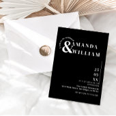 Schwarzer Minimal Moderner QR Code Einfache Hochze Einladung