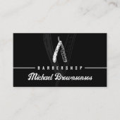Schwarzer Minimal Moderner Razor Barber Visitenkarte (Vorderseite)