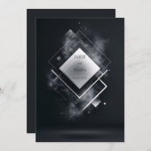Schwarzer Minimal Smoky Geometric Wedding Einladun Einladung (Vorne/Hinten)
