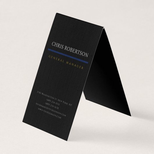 Schwarzer minimalist schlichter Premium-Luxus-Lein Visitenkarten (Vorderseite)