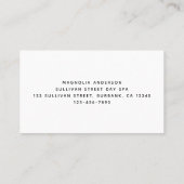 Schwarzer Minimalistischer Beruflicher Massagether Visitenkarte (Rückseite)