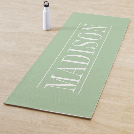 Schwarzer Minimalistischer Name Green Yoga Mat Yogamatte (Beispiel)