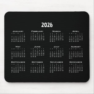 Schwarzer Minimalistischer Schlichter Kalender M Mousepad