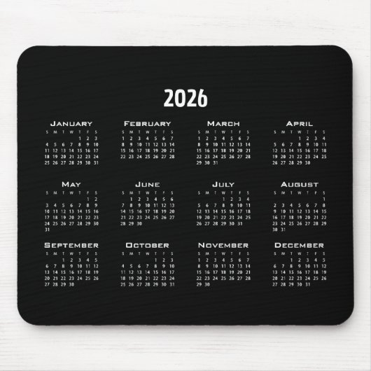 Schwarzer Minimalistischer Schlichter Kalender | M Mousepad (Vorne)