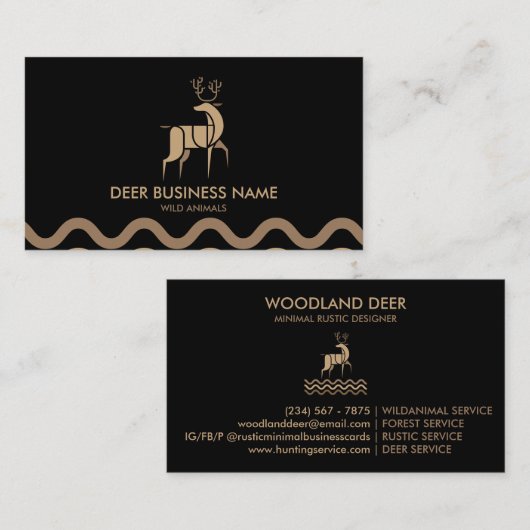 Schwarzer Minimalistischer Wald Visitenkarte (Vorne/Hinten)