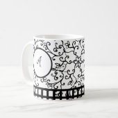 Schwarzer Minimalistischer Wein Blumenschwarz gepr Kaffeetasse (Vorderseite Links)