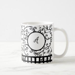 Schwarzer Minimalistischer Wein Blumenschwarz gepr Kaffeetasse