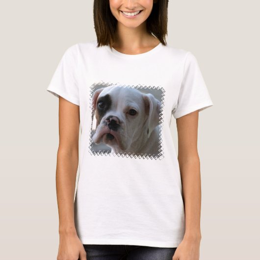 Schwarzer mit Augen Boxer-Hundedamen-T - Shirt (Vorderseite)