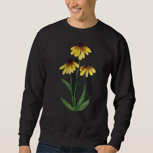 Schwarzer Mit Augen Susan Flower Garden Sweatshirt (Vorderseite)