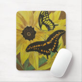 schwarzer mit Augen Susans mit ButterflysAquarell Mousepad (Mit Mouse)