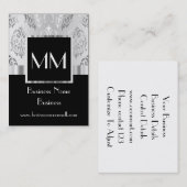 Schwarzer mit Monogramm Damast Visitenkarte (Vorne/Hinten)