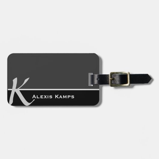 Schwarzer mit Monogramm kundenspezifischer Gepäckanhänger (Vorderseite horizontal)