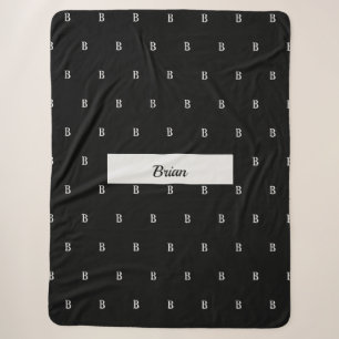 Schwarzer Mit Monogramm Sherpa-Blanket Sherpadecke