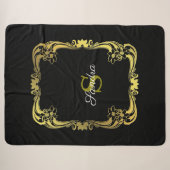 Schwarzer Mit Monogramm Sherpa-Blanket Sherpadecke (Vorderseite (Horizontal))