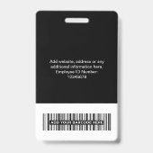 Schwarzer Mitarbeiter - Foto, BarCode, großes Logo Ausweis (Rückseite)