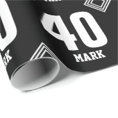 SCHWARZER moderner 40. Geburtstags-individueller Geschenkpapier (Rolleneckpunkt)
