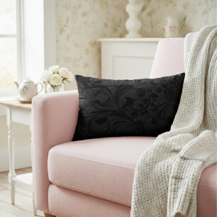 Schwarzer moderner floraler Samt Dekokissen