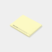 Schwarzer moderner minimalistischer personalisiert post-it klebezettel (angewinkelt)