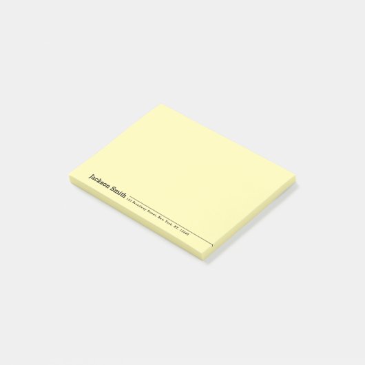Schwarzer moderner minimalistischer personalisiert post-it klebezettel (angewinkelt)