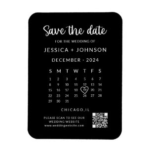 Schwarzer moderner minimalistischer Save-the-Date- Magnet