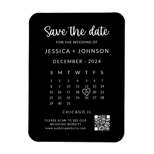 Schwarzer moderner minimalistischer Save-the-Date- Magnet (Vertikal)