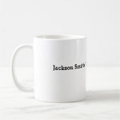 Schwarzer moderner Minimalname beruflich Kaffeetasse (Links)
