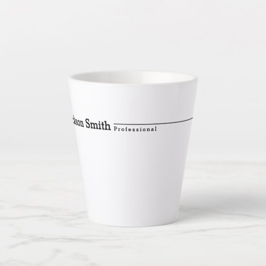 Schwarzer moderner Minimalname beruflich Milchtasse (Vorderseite)