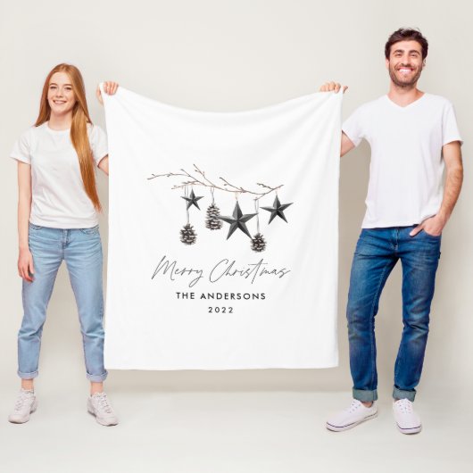 Schwarzer, moderner Skandal elegante Drehbuch Weih Fleecedecke (Beispiel)