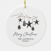 Schwarzer, moderner Skandal elegante Drehbuch Weih Keramik Ornament (Hinten)